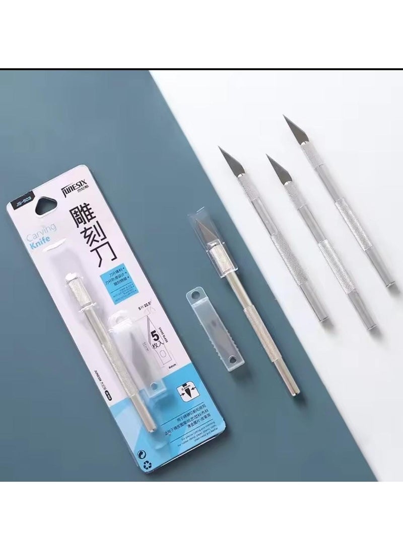 Precision Craft Knife with 1 Handle & 5 Blades – DIY Cutting Tool for Paper, Plastic, Model Making & Repairs - Image 2