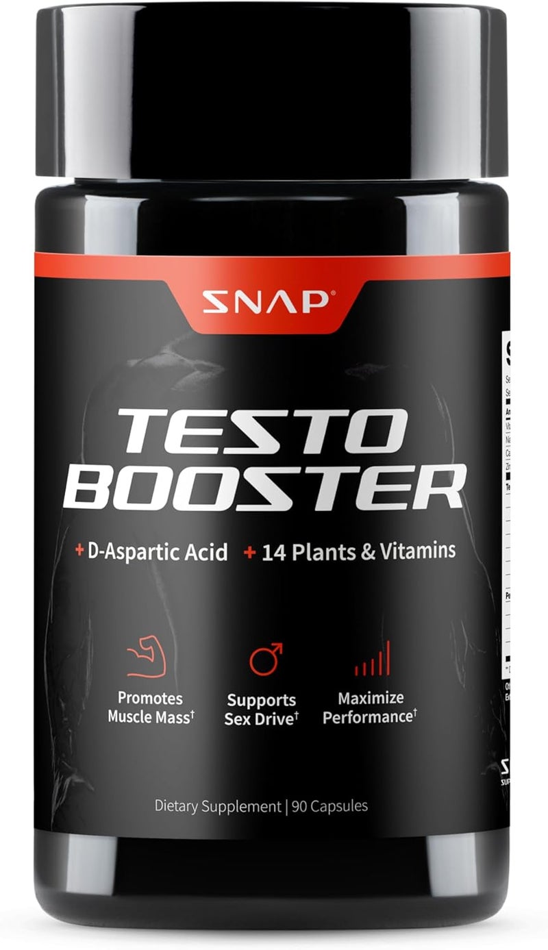SNAP SUPPLEMENTS Snap Testosterone Booster for Men  Promotes Muscle Growth Booster for Men Enhancing Natural Energy Stamina and Strength 90 Capsules - Image 1