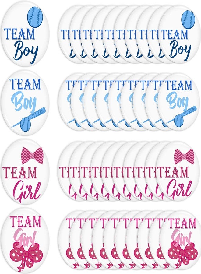 Mtlee 48 Pieces Baseball or Bows Gender Reveal Button Pins Blue Pink Gender Reveal Button Vote Boy Girl Button Pins Baseball Theme Gender Reveal Party Supplies for Baby Shower Party 1.73 Inch - Image 1