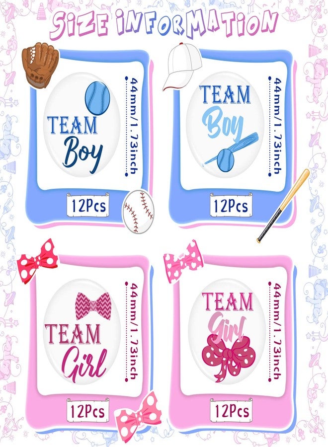 Mtlee 48 Pieces Baseball or Bows Gender Reveal Button Pins Blue Pink Gender Reveal Button Vote Boy Girl Button Pins Baseball Theme Gender Reveal Party Supplies for Baby Shower Party 1.73 Inch - Image 2
