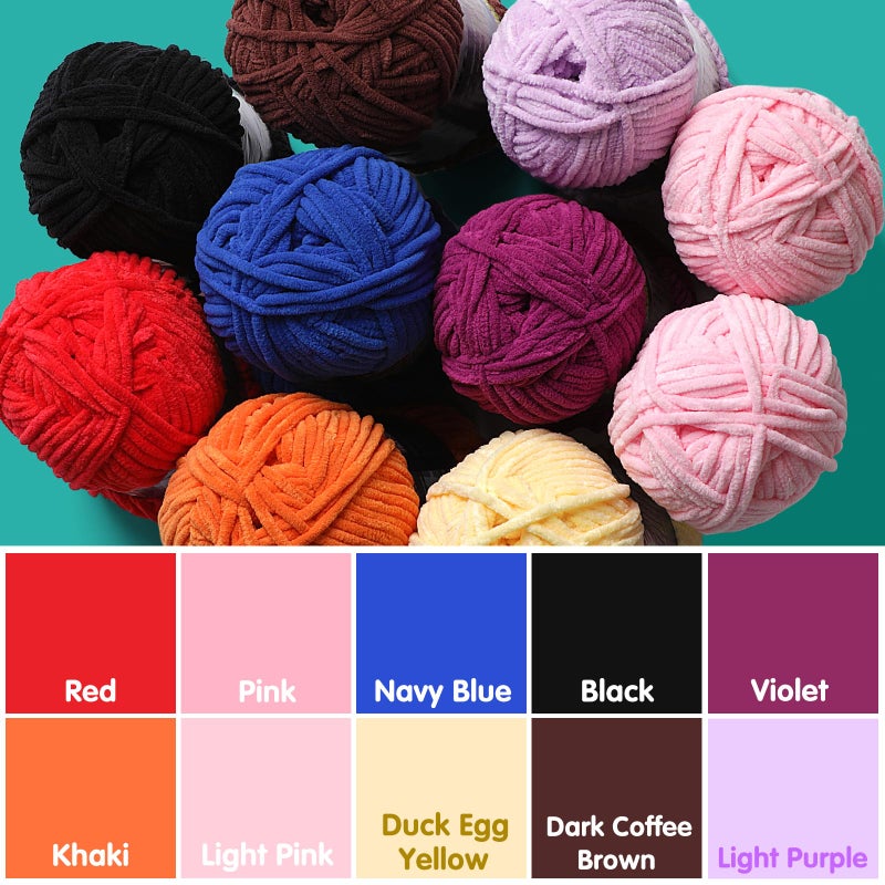 Mooaske Baby Blanket Yarn for Crocheting - Soft Velvet Fluffy Chenille Yarn for Knitting Amigurumi Making Scarves, Doll - 100g/3.5oz 131 Yards Thick Plush Yarns (3, Pink) - Image 5