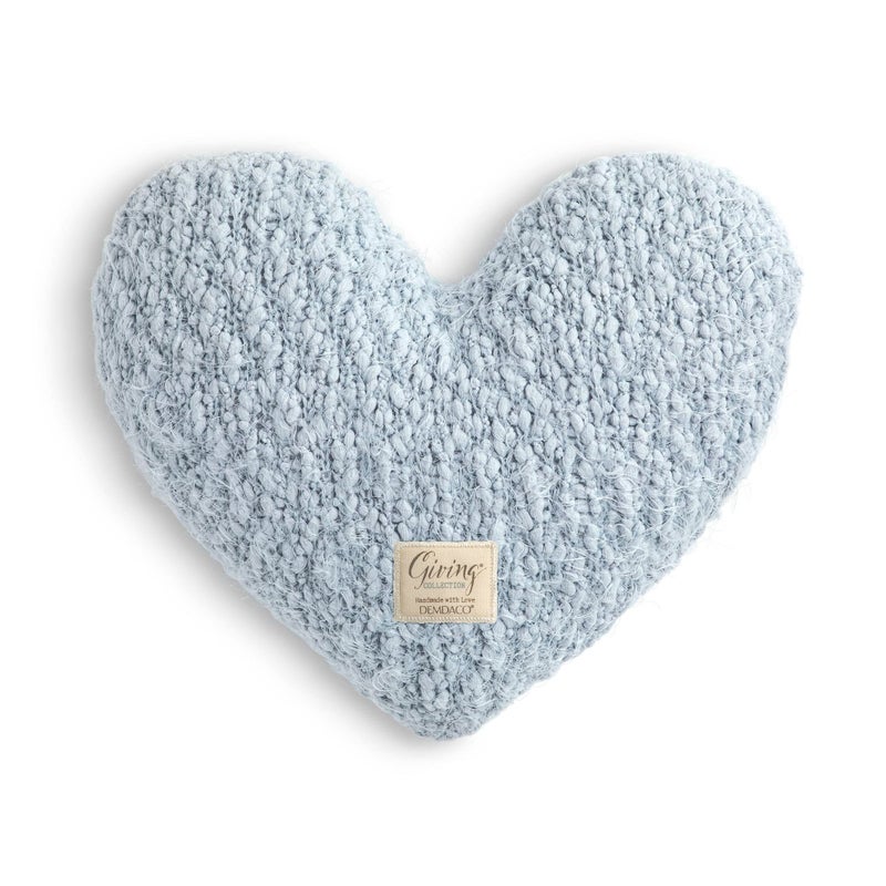 DEMDACO Soft Blue Heart Shaped 10 x 11 inch Weighted Plush Decorative Throw Giving Pillow - Image 1
