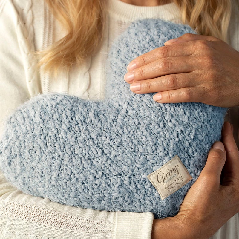 DEMDACO Soft Blue Heart Shaped 10 x 11 inch Weighted Plush Decorative Throw Giving Pillow - Image 5