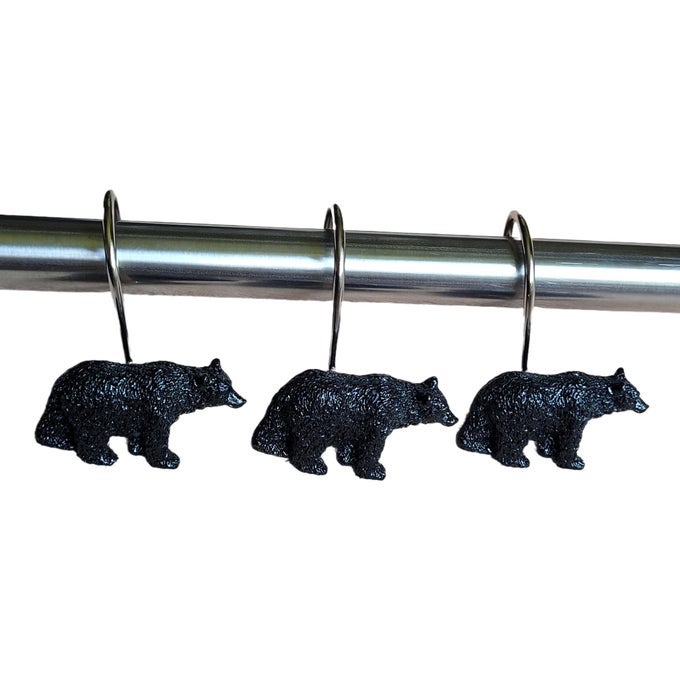 BLACK BEAR LODGE SHOWER CURTAIN HOOKS SET OF 12 BLACK BEAR LODGE SHOWER CURTAIN RINS SET OF 12