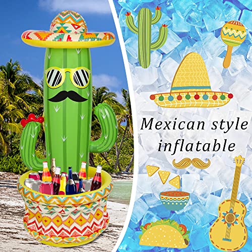 Triumpeek 55" Inflatable Cactus Cooler, Fiesta Cactus Ice Bucket Wearing Sombrero for Summer Swimming Pool Hawaiian Themed Party Supplies, Cinco de Mayo Party Cooler Decor - Image 4