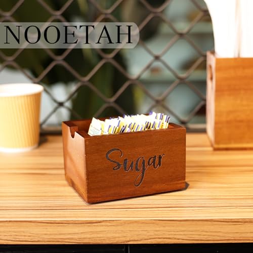 NOOETAH Acacia Sugar Packet Caddy for Coffee Bar, Farmhouse Wood Sugar Holder Packets , Sugar Packet Container, Small Tea Bag Organizer for Office Table,Hotel, Restaurant, Brown Labeled Sugar - Image 5