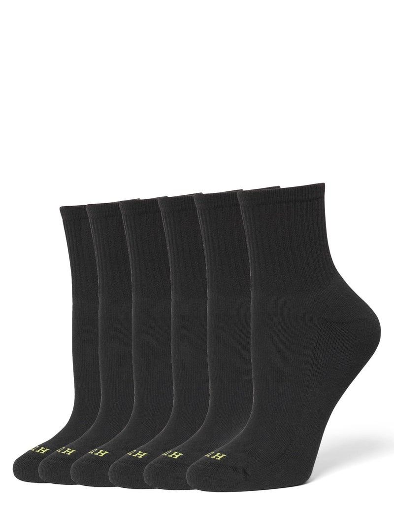 Hue Women's Mini Crew Sock 6-Pack, Black, One Size - Image 1