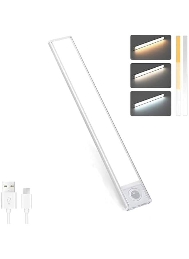 LED Under Cabinet Lighting Closet Light,LED Light Motion Activated Rechargeable Dimmable Wireless Stick-on Night Light Bar for Kitchen (Silver-1pcs) - Image 1