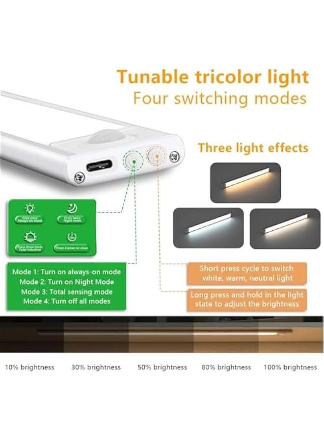LED Under Cabinet Lighting Closet Light,LED Light Motion Activated Rechargeable Dimmable Wireless Stick-on Night Light Bar for Kitchen (Silver-1pcs) - Image 2
