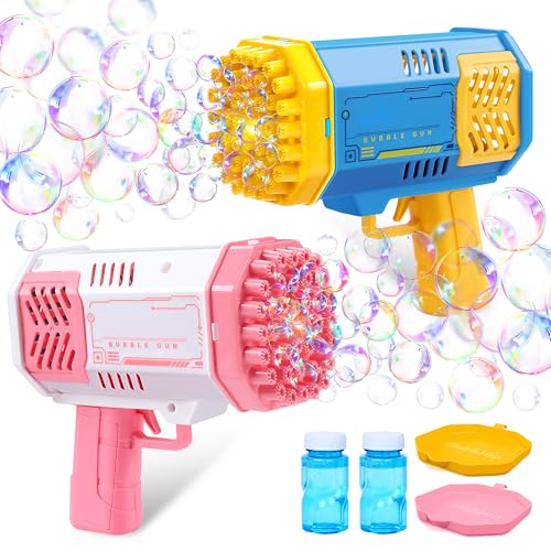 Sloosh 2 PCS Bubble Machine Bazooka Rocket Shape Bubble Gun Toy for Kids Ages 48 Gifts Adults Party Favors Summer Wedding Easter - Image 1