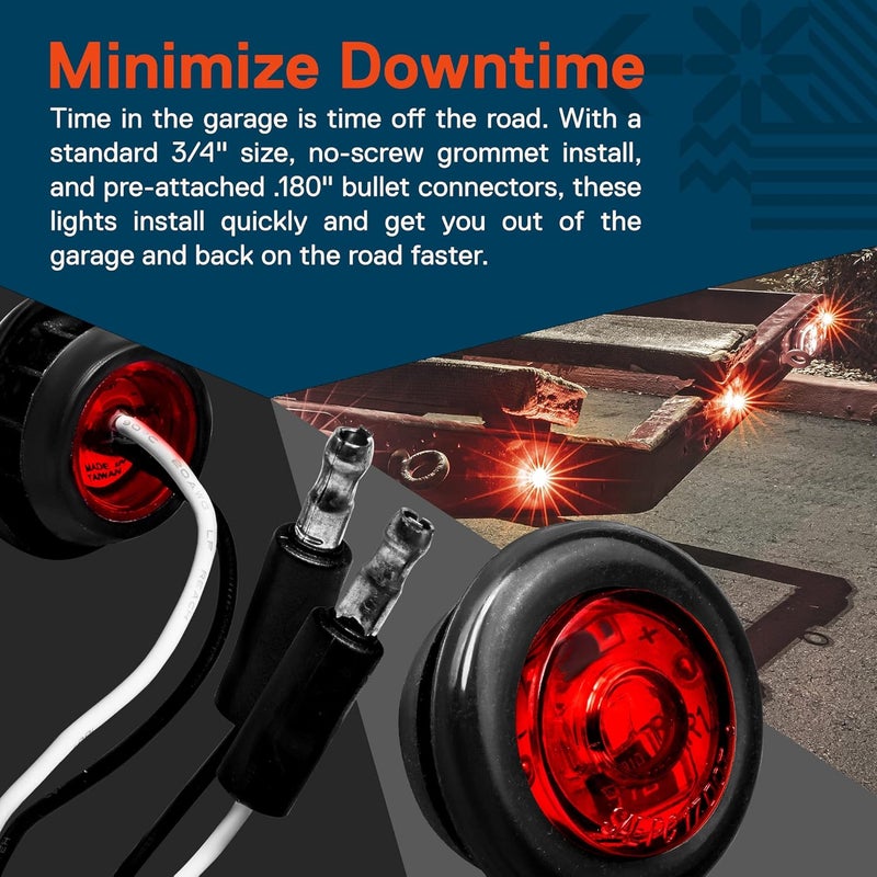 ONLINE LED STORE TRUE MODS 10pc 3/4" Round Amber Trailer LED Marker Light - Image 2