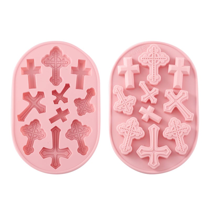 Craftdady Silicone Soap Mold 10 Cavities Cross Shaped Moulds Trays 2 Pack for Handmade Craft Biscuit Candy Chocolate Fondant Cake UV Resin Epoxy Resin Jewelry Making