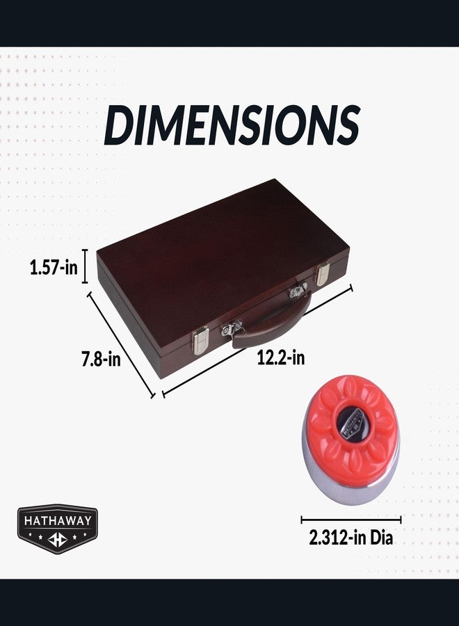 Hathaway Pro-Series Shuffleboard Puck Set – Set of 8 Regulation 2.312-in Pucks with Dimpled Tops, Beveled Edges & Wooden Storage Case – Red/Blue - Image 2