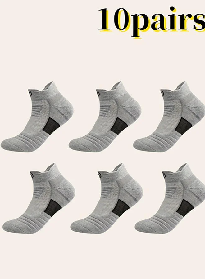 Take Two Pack of 10 -Contrast Tab Short Crew Socks
