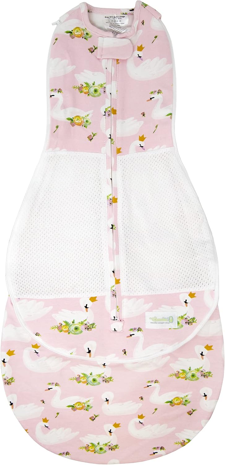 Woombie Grow with Me Air Baby Convertible Swaddle Blanket Vented Swaddle Fits Babies 09 Months Expands to Wearable Blanket for Babies up to 18 Months Princess Swan - Image 3