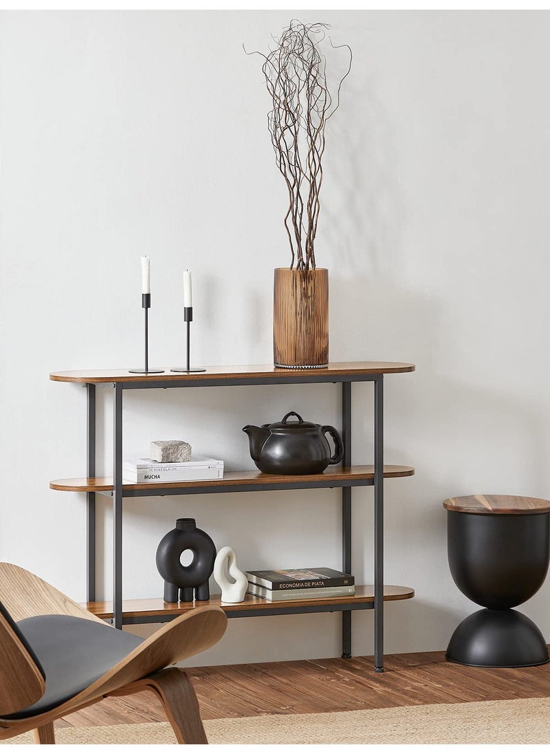 AGD 3-Tier Multipurpose Console Table for Living Room, Office, Entryway, Sofa Table 110*25*86cm/Brown  - Image 2