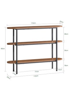 AGD 3-Tier Multipurpose Console Table for Living Room, Office, Entryway, Sofa Table 110*25*86cm/Brown  - Image 5