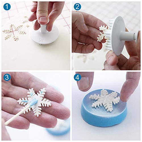 HiParty 6Pcs/Set Snowflake Fondant Cutter, Cookie Cutter Set with 6 Snowflake Shapes, White/Transparent, Plastic, Hand Wash Only - Image 4