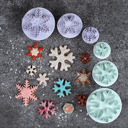 HiParty 6Pcs/Set Snowflake Fondant Cutter, Cookie Cutter Set with 6 Snowflake Shapes, White/Transparent, Plastic, Hand Wash Only - Image 3