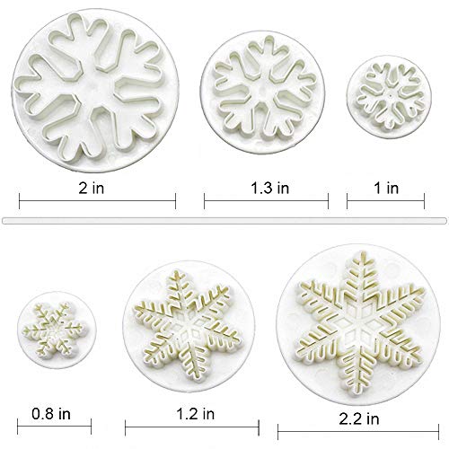 HiParty 6Pcs/Set Snowflake Fondant Cutter, Cookie Cutter Set with 6 Snowflake Shapes, White/Transparent, Plastic, Hand Wash Only - Image 2