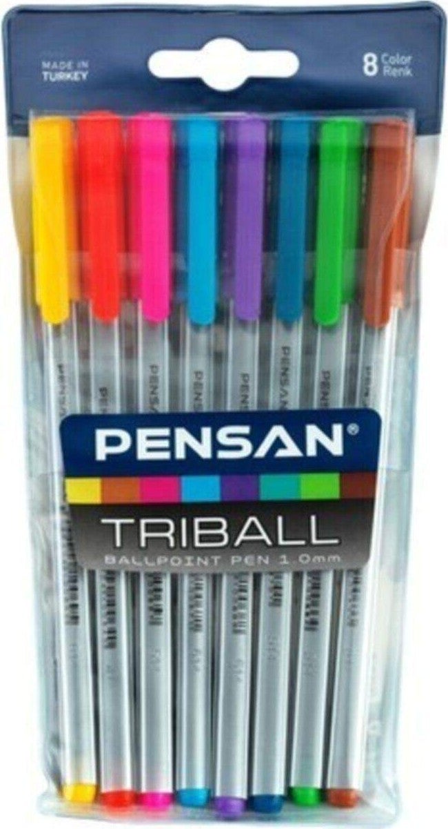 Pensan Triball 1.0 Ballpoint Pen 8 Pack - Image 1