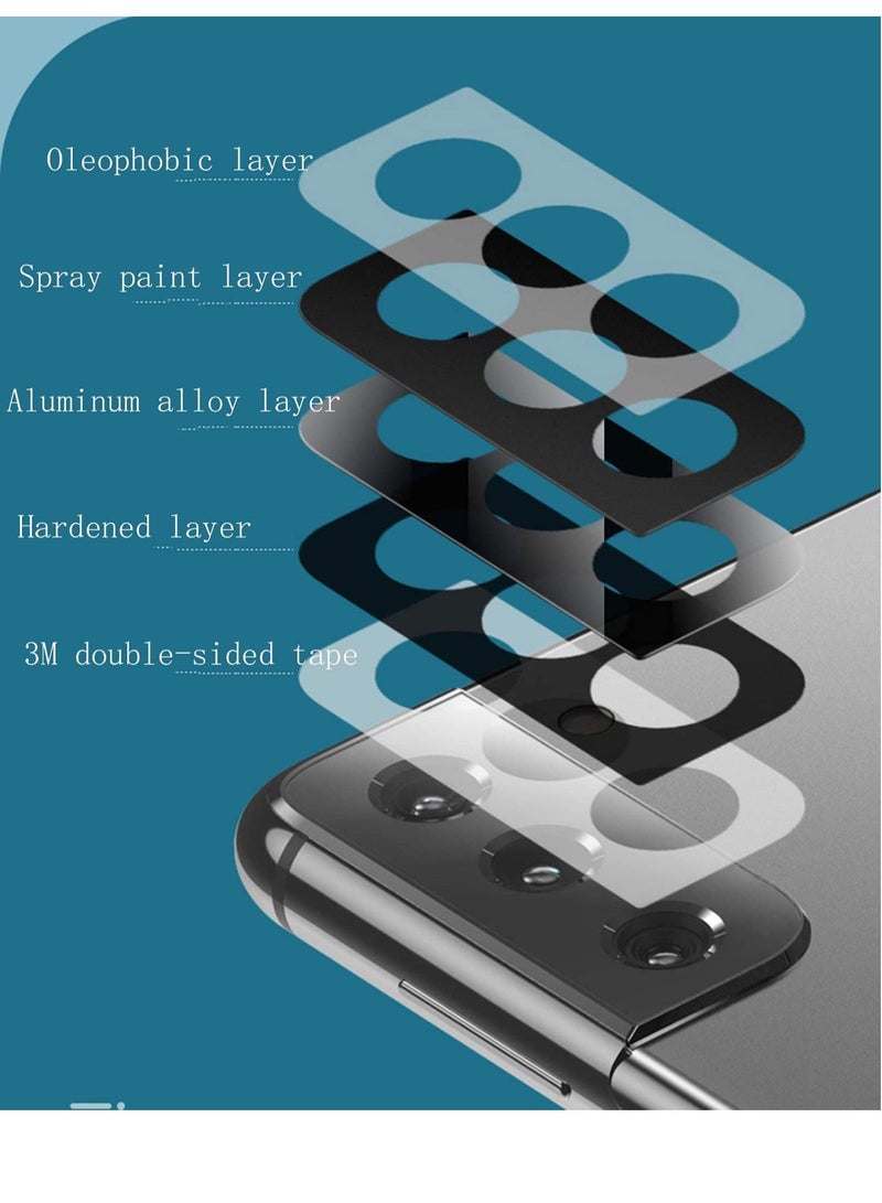 Y&D Camera Lens Protector for Samsung Galaxy S21 Plus, 2 Pack Ring Cover, High-Grade Metal Material Anti-Fall Wear Resistant 360 Degree Protection - Black - Image 2