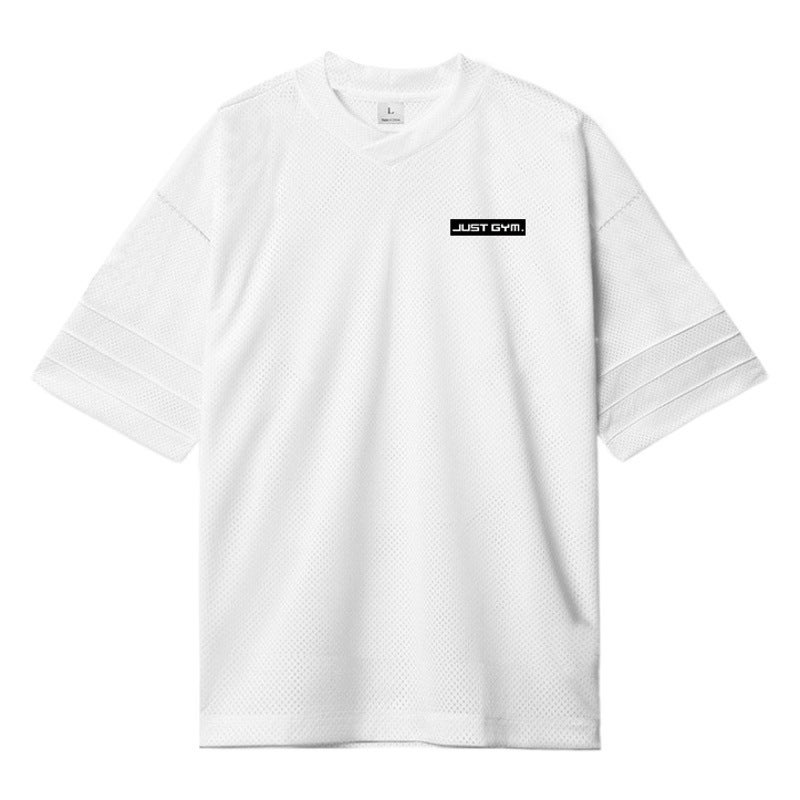 plus size T-shirt men''s short sleeve summer loose drop shoulder half sleeve fitness training sports top fashion - Image 2