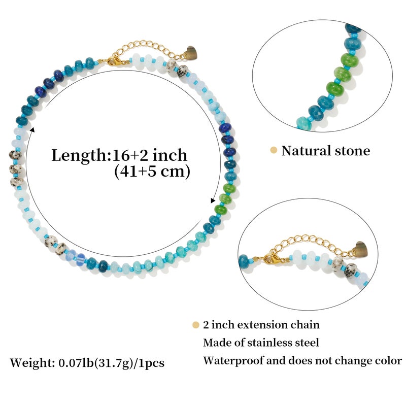 Badu Gemstone Beaded Necklace for Women Colorful Natural Stone Beach Rainbow Necklace Jewelry Gift - Image 2