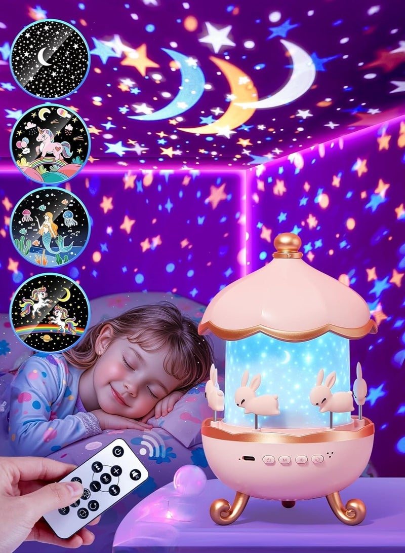 Gulf Trend Night Light for Kids | 21 Colors + 15 Films + 360° Star Lights for Ceiling Projector | Remote Control + 10 Music Star Projector for Kids | Cute Night Light Projector for Girls Age 1-9 - Image 1