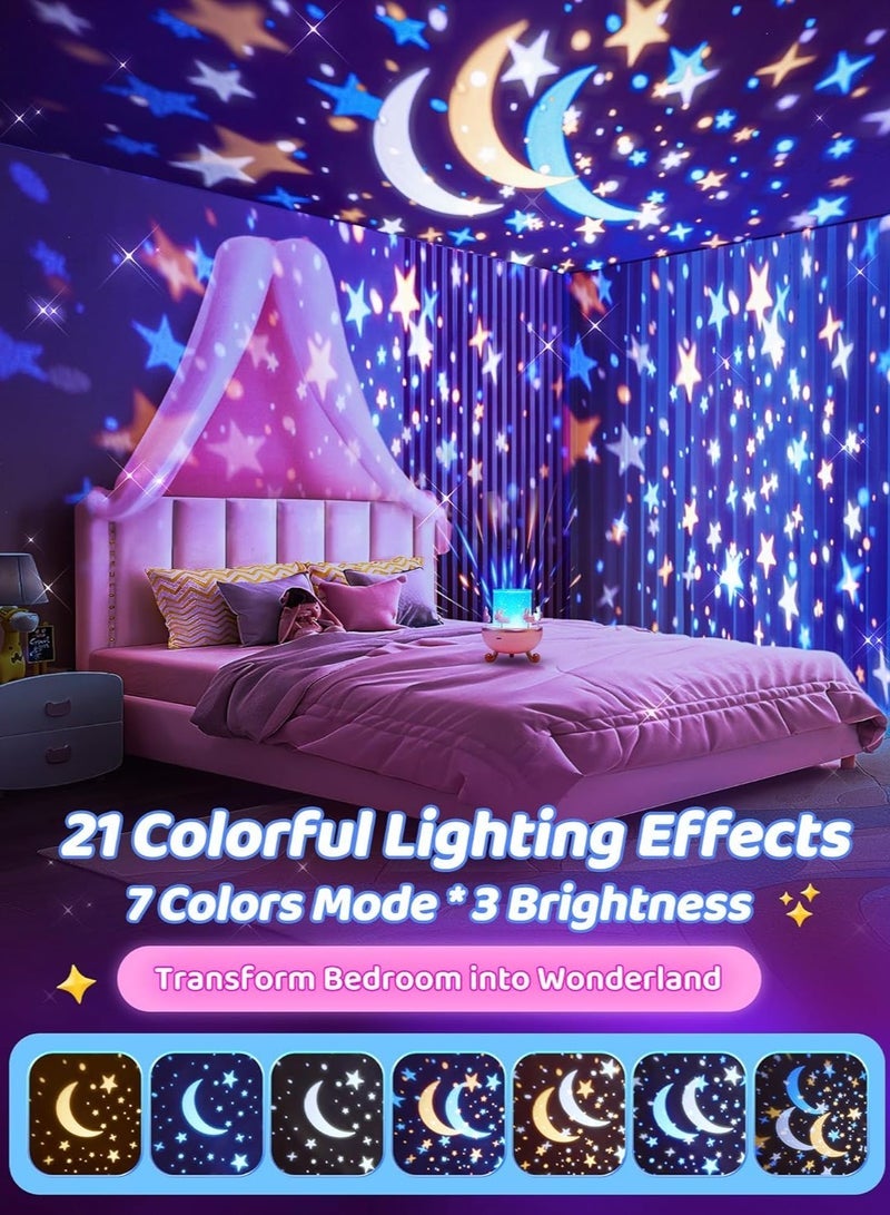 Gulf Trend Night Light for Kids | 21 Colors + 15 Films + 360° Star Lights for Ceiling Projector | Remote Control + 10 Music Star Projector for Kids | Cute Night Light Projector for Girls Age 1-9 - Image 3