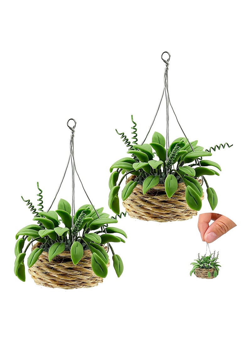 SYOSI Dollhouse Hanging Plants 2 Pcs 1:12 Miniature Dollhouse Plants Miniature Bonsai Plant Dollhouse  Tree Mini Potted Plant Dollhouse Hanging Plant Pot Model for Toddlers Girls and Boys Toys DIY - Image 1