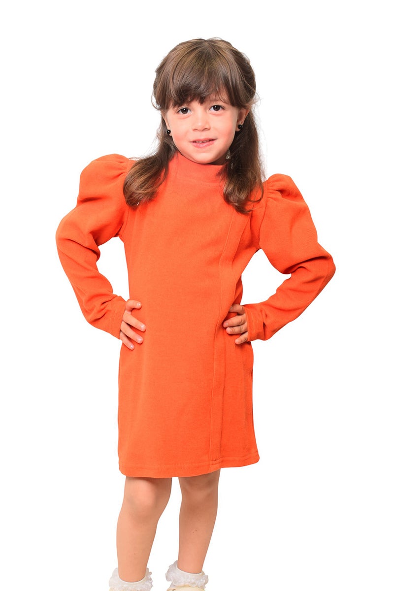 بونچو فستان بناتي بأكمام طويلة من كشمير مزدوج وقطن - Image 1