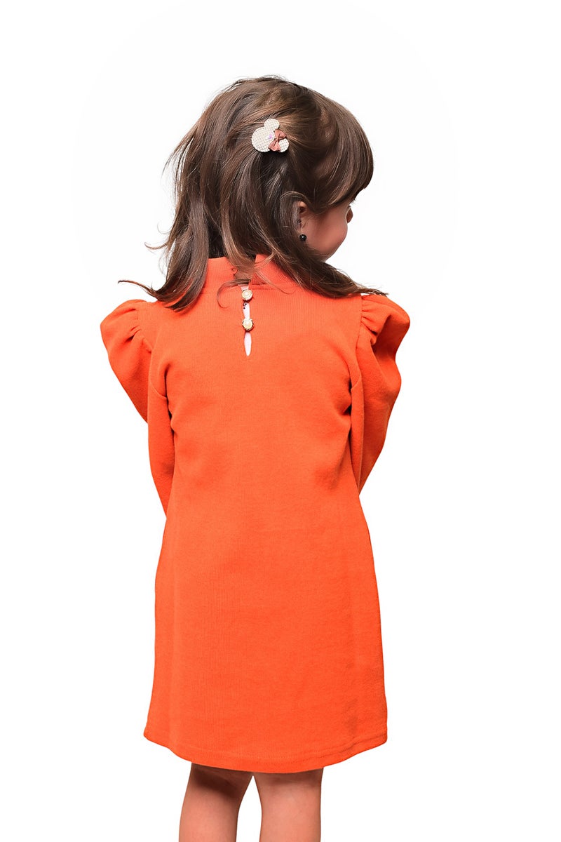 بونچو فستان بناتي بأكمام طويلة من كشمير مزدوج وقطن - Image 3