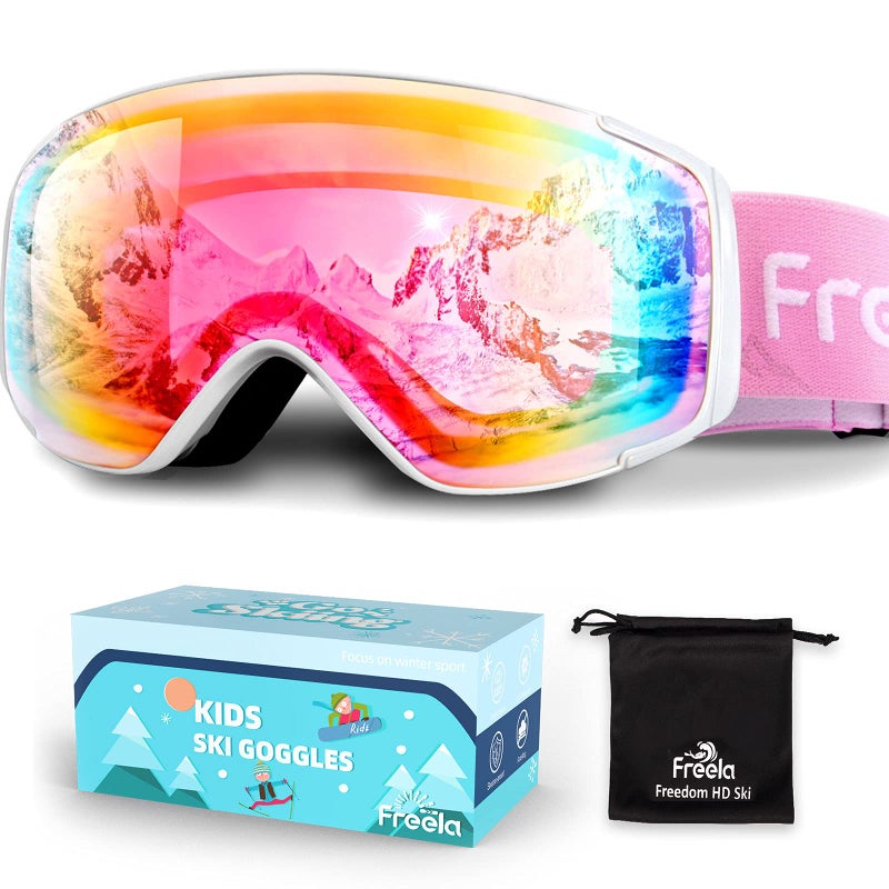 Freela Ski Goggles Snowboard Snow Skiing Snowboarding Equipment Winter Snow Sport Glasses Goggles Anti-fog UV Protection Mirror Clear Goggles for Toddler Kids Girl Boy Youth Snowmobile Snowboard Gear - Image 1