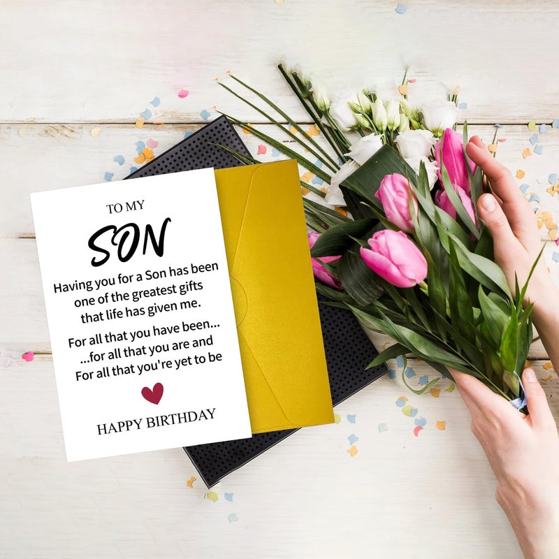 COLINHELIN Lovely Birthday Card for Son Stepson Grandson Son in Law, Cute Birthday Gift from Dad Mom Parent, Unique Bday Decor For Boys - Image 5