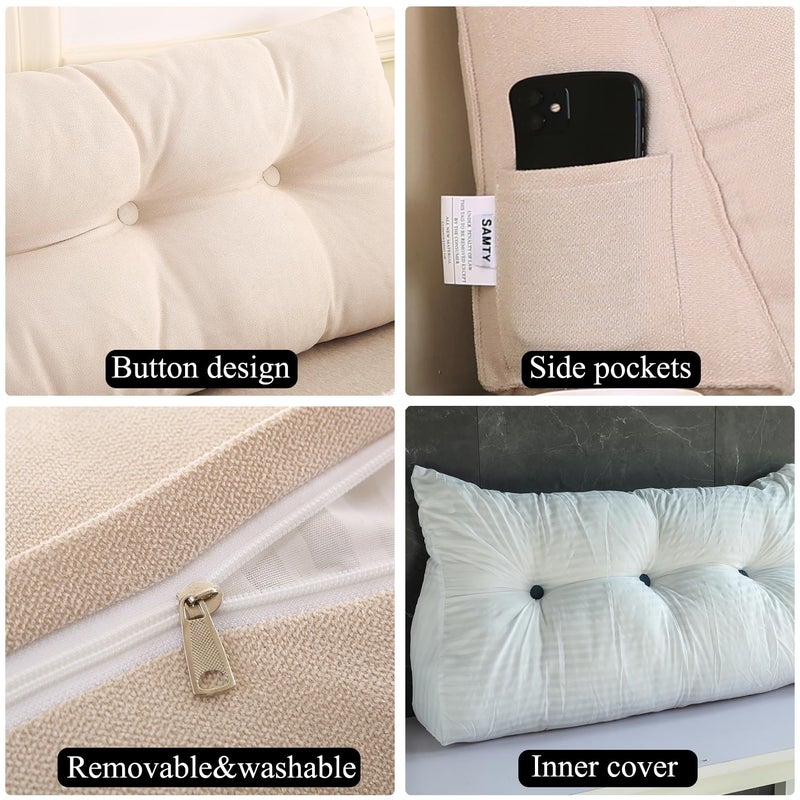 SAMTY Triangular Wedge Pillow headboard Twin XL Size for Couch Large headboard Pillow with Removable Cover Back Rest Pillows for Sitting up in Bed - Image 4