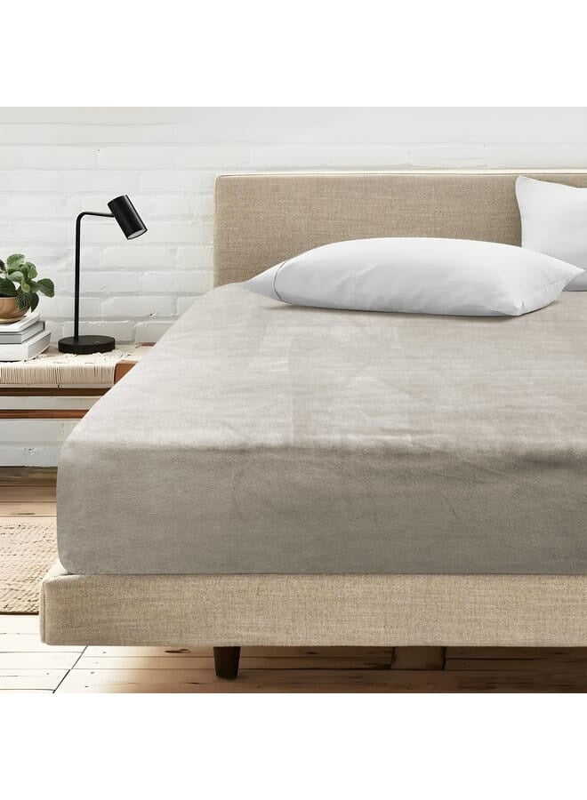 مورانو ملاءة مخملية ملائمة مفردة 120 × 200 × 25 سم - رمادي غامق - Image 1