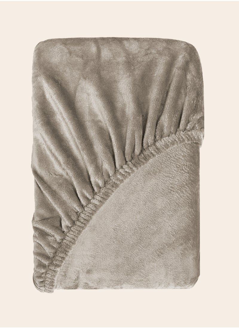 مورانو - ملاءة مخملية ملائمة مفردة 120 × 200 × 25 سم - رمادي غامق - Image 1