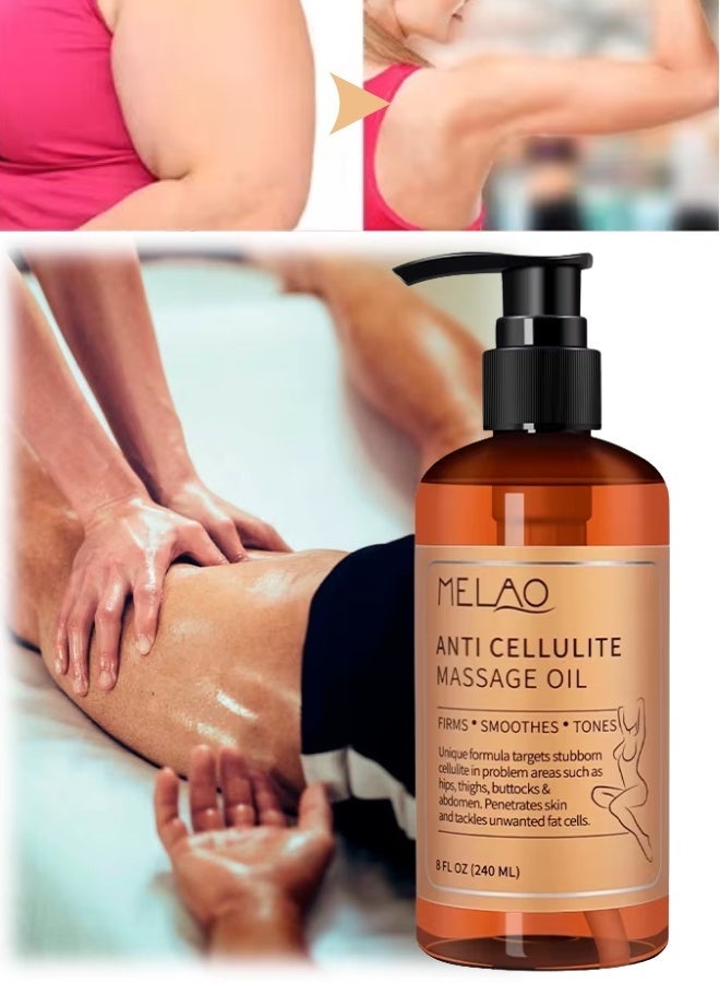 MELAO مجموعة زيت التدليك المضاد للسيلوليت والكريم الساخن، كريم تنحيف الجسم وشد الجسم، زيت السيلوليت وكريم حرق الدهون، كريم ساخن لشد البشرة، مشكل الجسم - Image 1