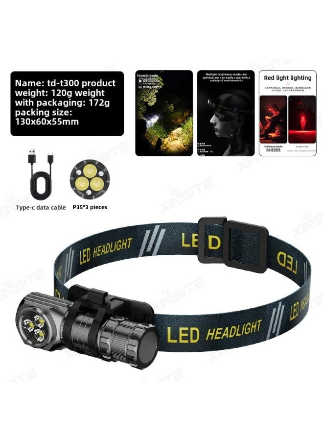 Generic Headlamp Headlight Hat Lighting Outdoor Camping Hiking Torch Head Mounted Flashlight Emergency Rescue Searchlight-Color:T300 Headlamp Single  - Image 1