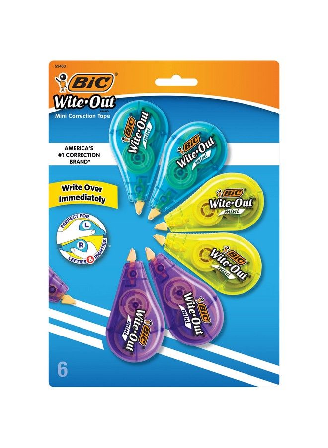 Bic Wite Out Bic Brand Mini Correction Tape 16.4 Feet 6Count Pack Of White Correction Tape Compact Tape Office Or School Supplies - Image 2
