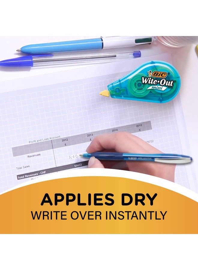 Bic Wite Out Bic Brand Mini Correction Tape 16.4 Feet 6Count Pack Of White Correction Tape Compact Tape Office Or School Supplies - Image 5