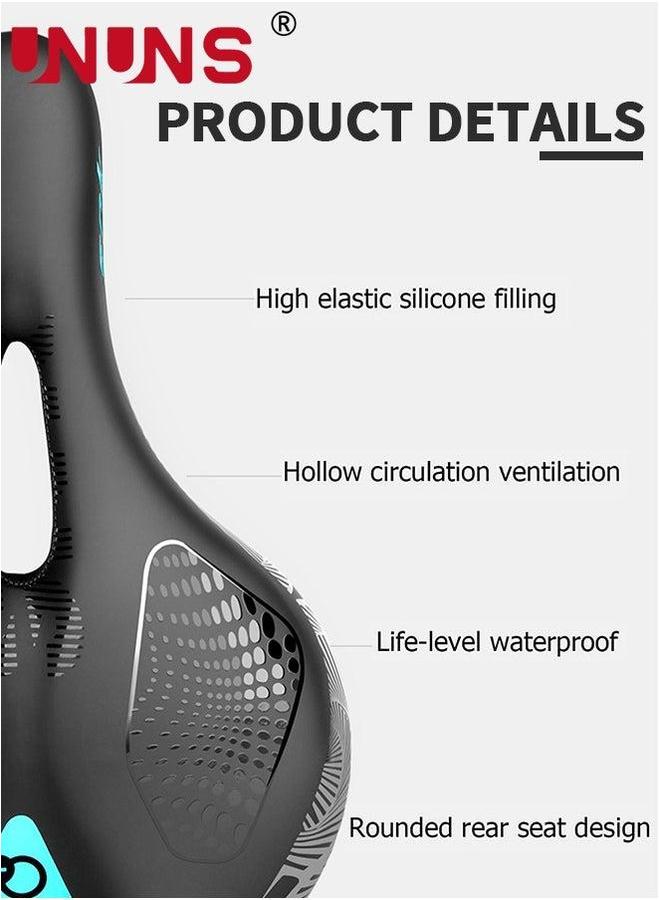 UNUNS Bike Seat,Gel Foam Padded Leather Bicycle Saddle,Wide Saddle Cushion For Women Men,Shock Absorbing Breathable MTB Mountain Road Exercise Bike,With Waterproof Cover - Image 4