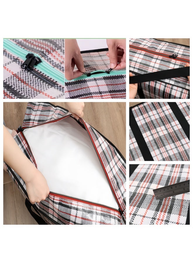 4 أكياس غسيل سميكة - حقائب كبيرة للنقل/التسوق مع سحابات ومقابض - أكياس تخزين سميكة قابلة لإعادة الاستخدام بسحاب من النايلون، مثالية لتخزين البطانيات واللحاف والوسائد والملابس (المقاسات: S، M، L، XL) - Image 3