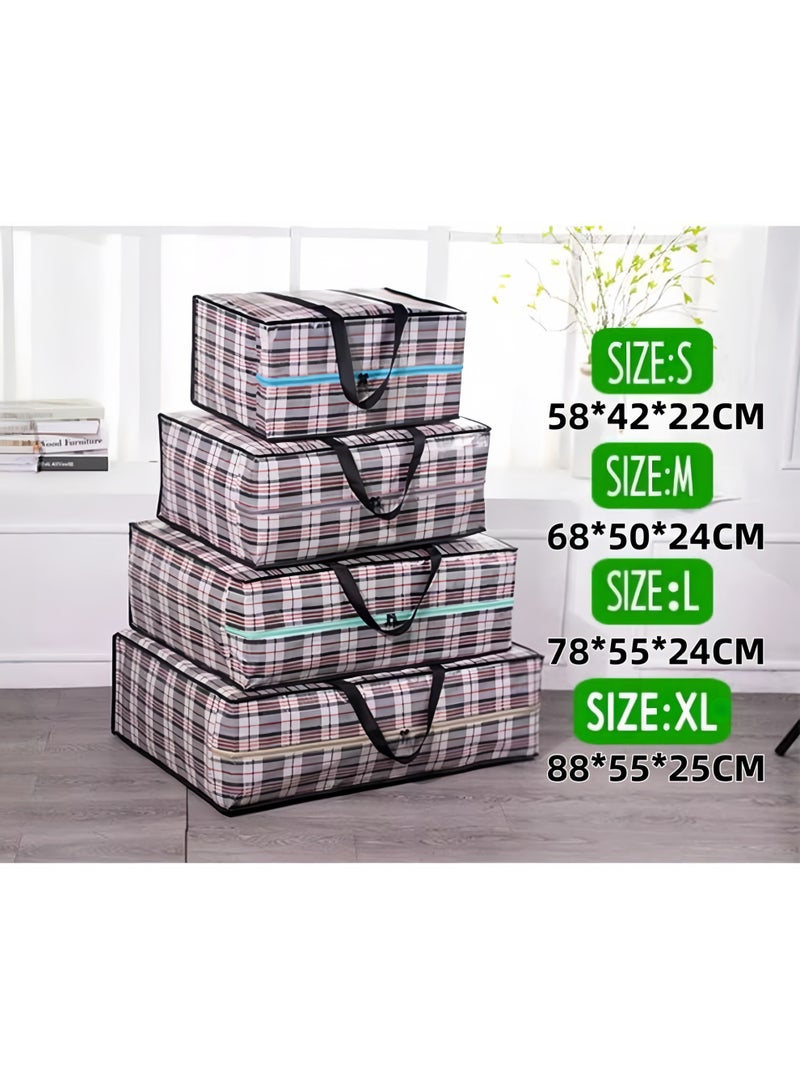 4 أكياس غسيل سميكة - حقائب كبيرة للنقل/التسوق مع سحابات ومقابض - أكياس تخزين سميكة قابلة لإعادة الاستخدام بسحاب من النايلون، مثالية لتخزين البطانيات واللحاف والوسائد والملابس (المقاسات: S، M، L، XL) - Image 2