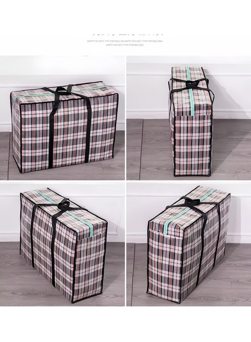 4 أكياس غسيل سميكة - حقائب كبيرة للنقل/التسوق مع سحابات ومقابض - أكياس تخزين سميكة قابلة لإعادة الاستخدام بسحاب من النايلون، مثالية لتخزين البطانيات واللحاف والوسائد والملابس (المقاسات: S، M، L، XL) - Image 4