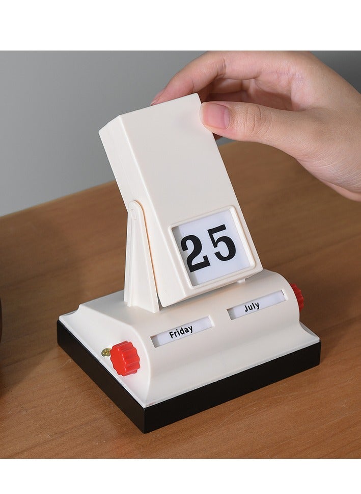 general Retro style flip perpetual calendar 2025 creative simple cream desk calendar desktop light luxury calendar ornament holiday gift - Image 2