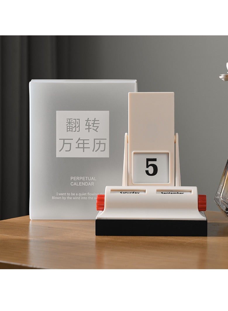 general Retro style flip perpetual calendar 2025 creative simple cream desk calendar desktop light luxury calendar ornament holiday gift - Image 4