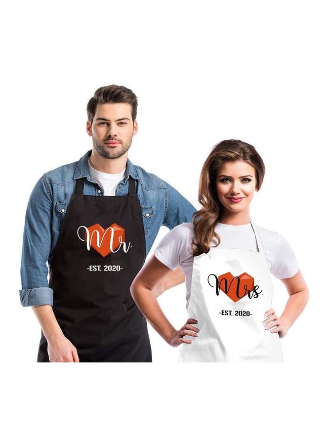 NIBEMINENT 2-Piece Apron Set Black/White/Red 98x69.5cm - Image 1