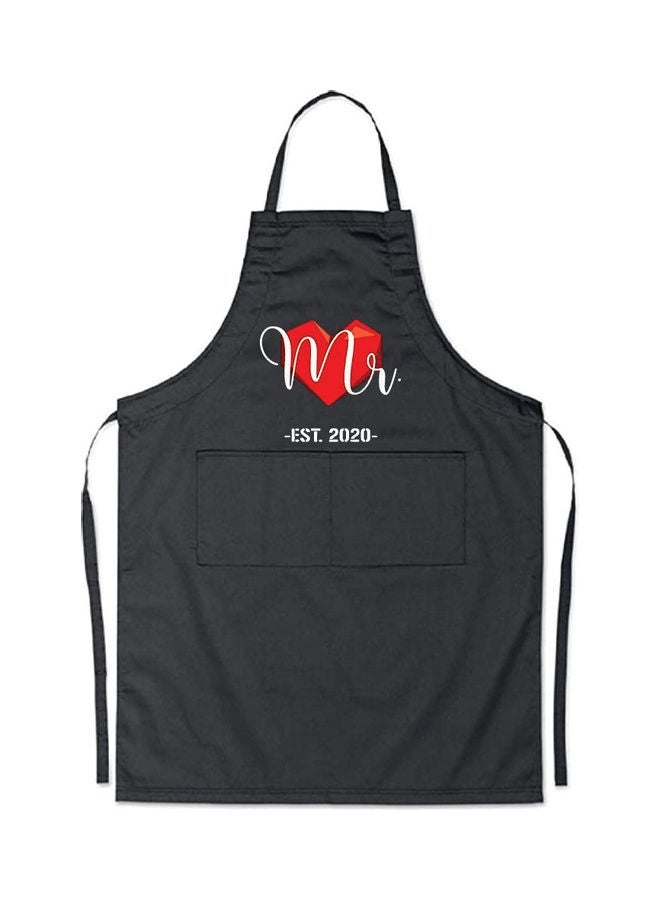 NIBEMINENT 2-Piece Apron Set Black/White/Red 98x69.5cm - Image 2